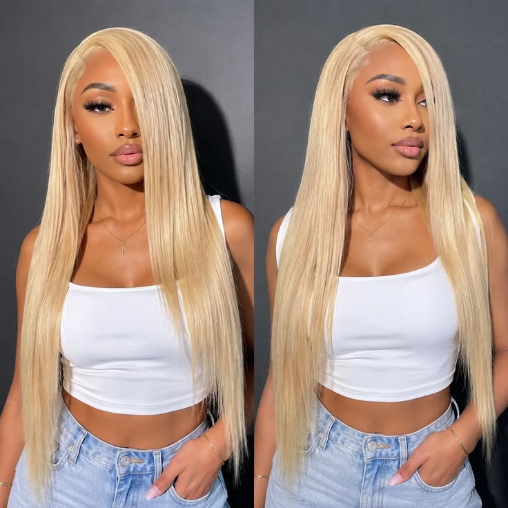 613 Blonde Straight Human Hair Lace Front Wigs Invisible HD Lace Wigs 200%
