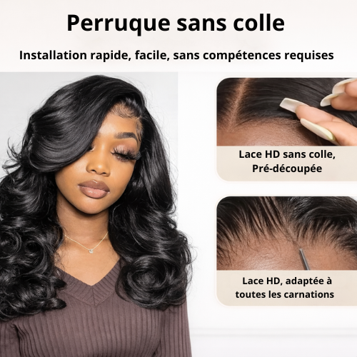Perruque Bob Body Wave sans colle Lace HD 7x5.