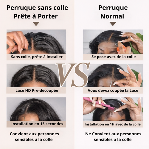 Perruque Bob Body Wave sans colle Lace HD 7x5.