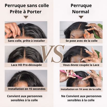 Perruque Bob Body Wave sans colle Lace HD 7x5.