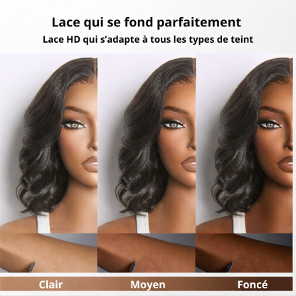 Perruque Bob Body Wave sans colle Lace HD 7x5.