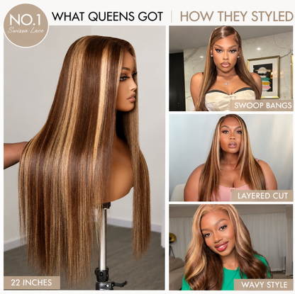 Ombre Honey Blonde Wig Pre Plucked, Human Hair HD Lace 250%