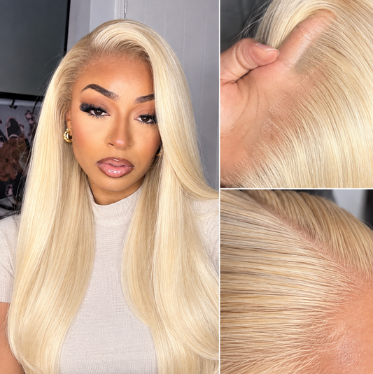 Raw Hair Glueless Wig Straight Blond, 13×6 HD Lace 250%.