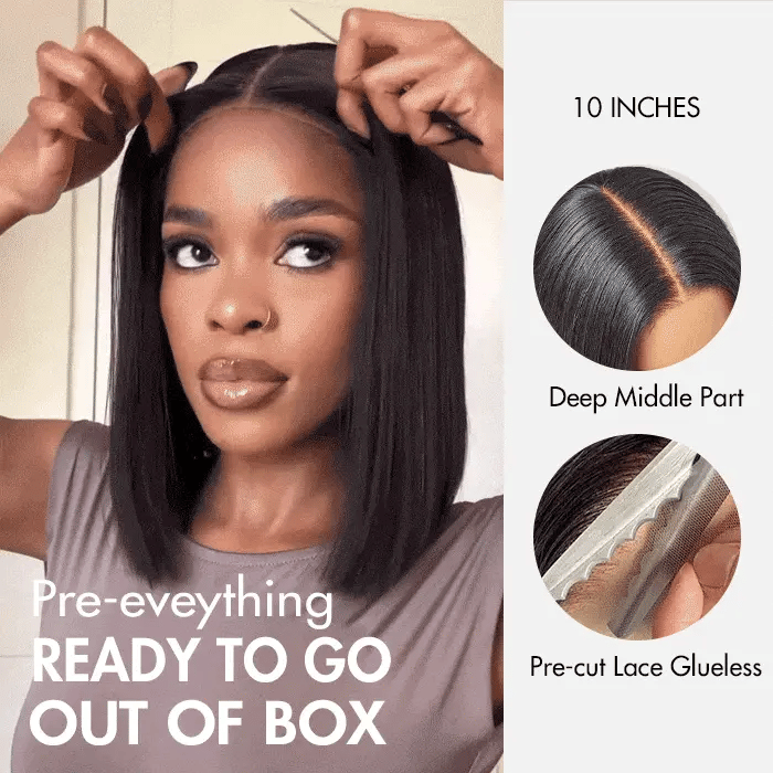 5x5 HD Lace Wear & Go straight Bob  — Pre-Plucked & Pre-Cut, 250% Density, Beginner Friendly