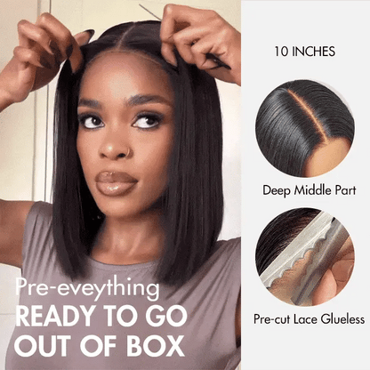 5x5 HD Lace Wear & Go straight Bob  — Pre-Plucked & Pre-Cut, 250% Density, Beginner Friendly